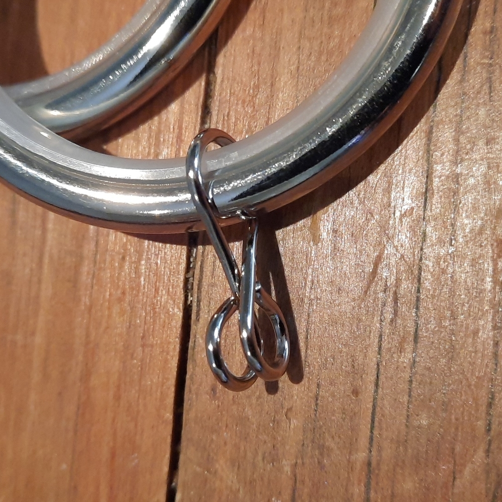 12 Silver Drapery Rings - Picture 3 of 4